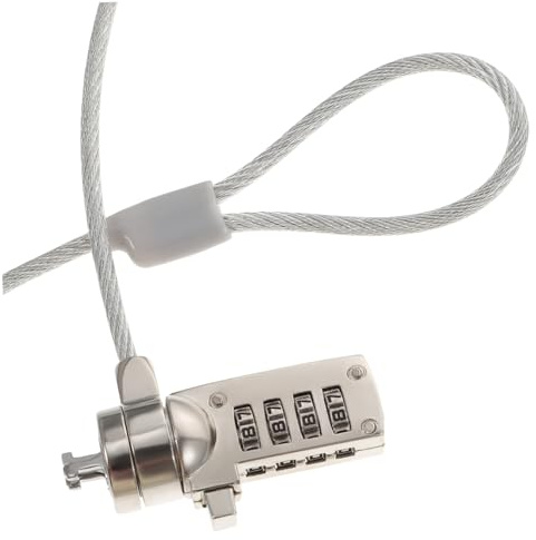 MAJORMENCH Lucchetto per Laptop Cavo in Acciaio 1, 8m, Argento | Combinazione Digitale a 4 Cifre Reimpostabile, Lega di Zinco, Blocco e Sblocco Rapidi