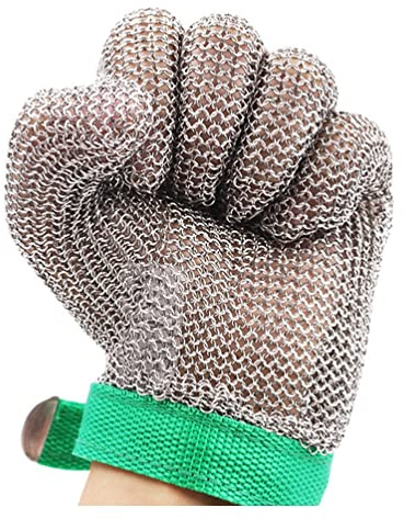 Guanti Resistenti al Taglio, Guanti antitaglio da Cucina di Livello 9, Protezione per Alimenti, Armatura in Catena Metallica di Sicurezza, 2 Pezzi, per Alimenti