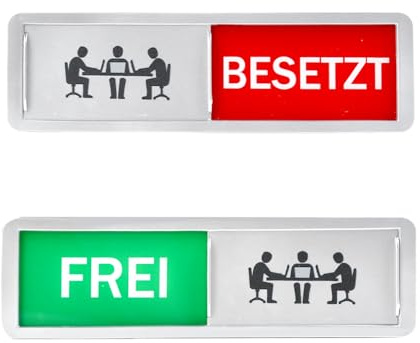 Huucozn FREI-BESETZT Schilder Frei Besetzt Schiebeschilder Klebeschild Besprechungsraum Schild Mit Schieber Festhaltemagneten Frei Besetztschild für Besprechung Schild Besprechungsräume Raumschild
