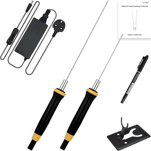 Hot Wire Foam Cutter with UK Plug, 36W Electric Polystyrene Cutter with 2Pcs Hot Cutting Pen (15CM & 20CM), Higher Temperature, for Foam Carving Styrofoam Cutting, Detail Handling, DIY Crafts