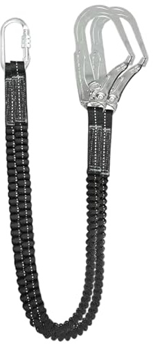Longe de protection contre les chutes, longe de harnais sécurité élastique à double crochet 25 kn, harnais sécurité absorbant les chocs pour l'alpinisme en plein air, l'escalade, la toiture, le