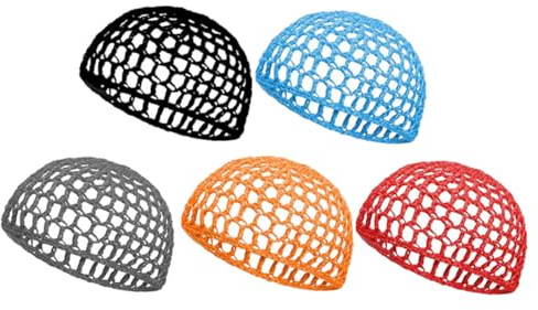 Ciieeo 5 Stück-pack Gehäkeltes Haarnetz für Damen zum Schlafen aus Atmungsaktivem Gewebe Geeignet für Zöpfe und Kurzes Haar Verschiedene Farben