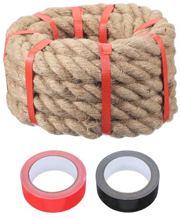 QUARKZMAN Cuerda De Batalla 15 Pies X 1.1 Pulgada Yute Pesado Entrenamiento De Gimnasio Cuerda De Escalada Ejercicio Cuerdas De Entrenamiento para Entrenamiento De Fuerza Deportes