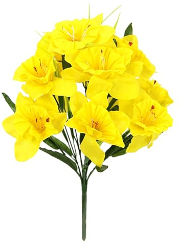 Künstlicher Narzissen Blumenstrauß Gelb 38 cm – Realistische Kunstblumen Frühling – Deko Blumen Narzissen Strauß für Vase – Osterdeko Tischdeko Wohnzimmer Küche