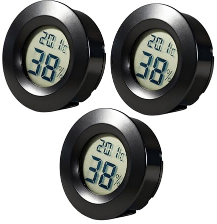 3 Pack Digital Hygrometer Thermometer, Indoor Humidity Meter Mini LCD Monitor, Reptile Thermometer for Home, Office, Greenhouse, Baby Room and Storage