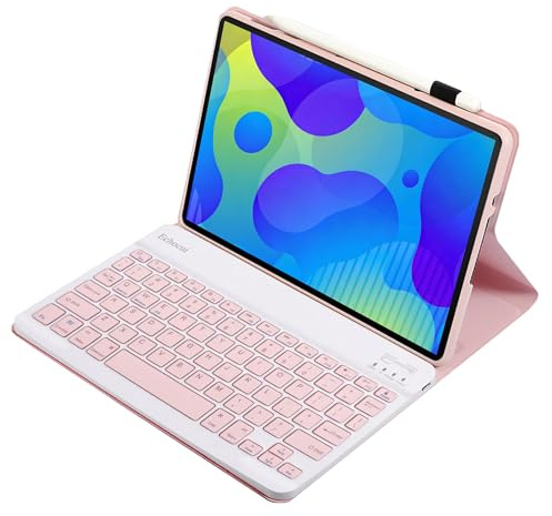 Echocui Keyboard Case for Amazon kindle fire HD 10 (13th/11th Generation) Case with Keyboard Stand Cover Magnetic Detachable Wireless Bluetooth QWERTY for Fire HD 10/10 plus 10.1 Tablet, Pink