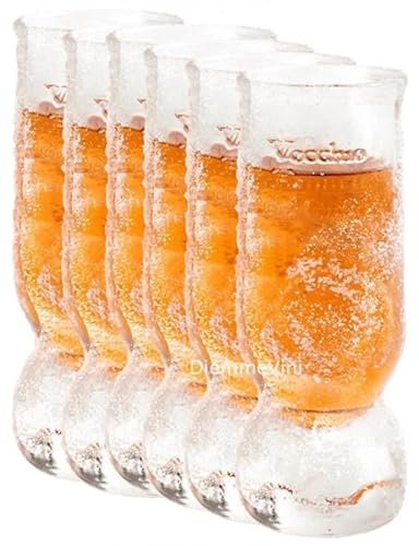 Generico Bicchierini da Freezer in Vetro, Set da 6, Doppia Misura 0,2-0,4 cl,Amaro del Capo Ideali per Shot e Cicchetti