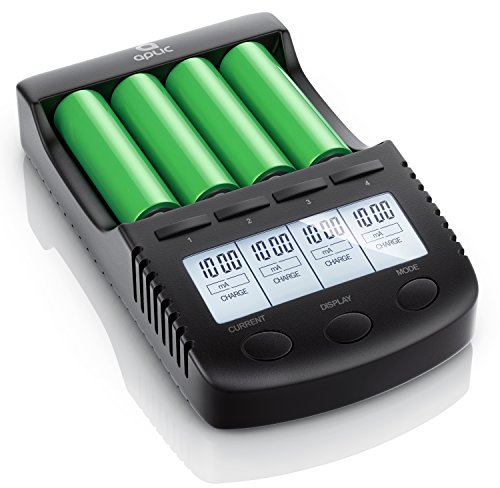 CSL - Power Akku Ladegerät - Universale Akku Ladestation für AA AAA 18650 Akkus - Intelligent Battery Charger - beleuchtetes LCD-Display Auto Light Off - inkl. 1x USB-Ladeport