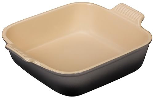 Le Creuset Steingut Heritage Quadratische Auflaufform, 22,9 cm, Austernfarben
