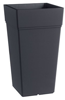 TERAPLAST Stalk hoher Übertopf, quadratisch, mit Wasserspeicher, 80 cm, Anthrazit