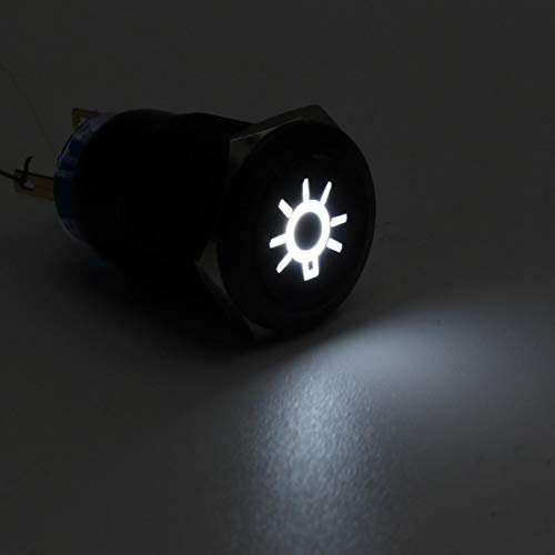 TuToy 19Mm Push Button Switch 12V Led Self Lock Switch Ip65 Waterproof Metal On-Off Switch - Weiß