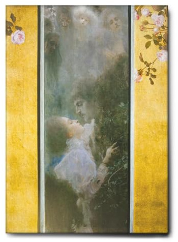 Giallobus - Gemälde - Gustav Klimt - Liebe - Leinwand mit Standardrahmen - 50L x 70l cm - Bereit zum Aufhängen - Moderne Gemälde