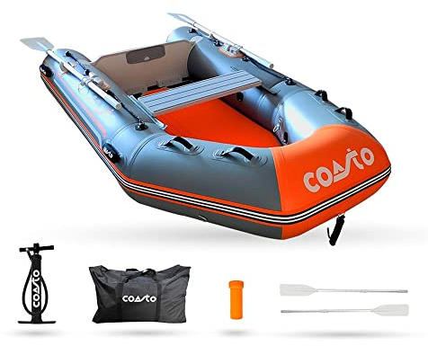 Coasto - Annexe Gonflable DS 290 - BT-CDS290D Bateau Pneumatique Plancher Dropstitch/Haute Pression - 4 Places, 290x140cm - Grande Stabilité - Pack 2 Pagaies, Pompe et Sac de Transport - Dark Grey