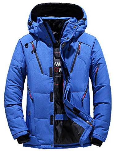 AKT Doudoune d'hiver pour Homme Manteaux Épais Thermiques Parka de Neige Veste en Duvet de Canard Chauffée pour Homme,Blue,3XL