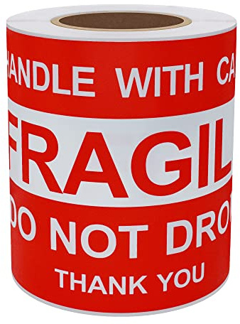 Hylabelest - Adesivi con scritta Do Not Drop Thank You, 10,2 x 15,2 cm, 100 etichette adesive per rotolo (10,2 x 15,2 cm)