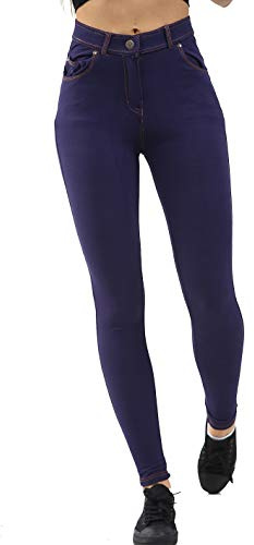 GW CLASSY OUTFIT Dam Enfärgad Skinny Jeggings Stretch Jeans Denim Look Byxa Leggings Byxa UK Storlek 8-16, Navy-jeggings, 42/44 SE