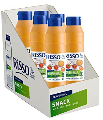 Risso - Andalouse - Salsa Especiada - Pack de 6 Botes de 1 L - Ideal para Acompañar Carnes y Patatas - Producto Vegetariano y Sin Gluten - Delicioso e Intenso Sabor en tus Platos