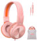 SIMOLIO Casque Filaire pour Filles avec Microphone, 85dB 94dB 104dB Volume Limité Casque Léger Pliable avec Prise de Partage et Sac pour Enfants, étudiant, Smartphone, Ordinateur