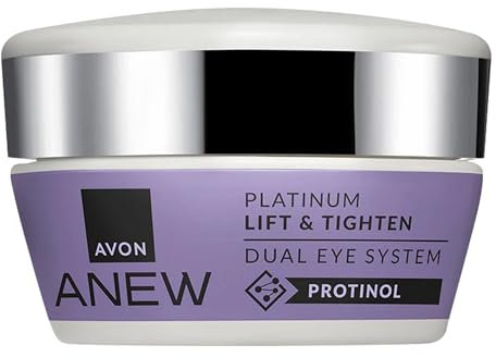 Avon Anew Platinum Lift & Tighten Dual Eye System 20ml, with Protinol™ Technology and Caffeine to Help Tighten and Hydrate Skin, Reduces Fine Lines and Sagging, Cruelty Free - Packaging May Vary