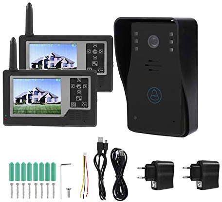 Elprico Caméra de Sonnette Vidio sans Fil, Interphone Vidéo à écran LCD TFT 3,5 Pouces Interphone Vidéo sans Fil Entièrement Numérique(Sonnette extérieure + 1 écran intérieur)
