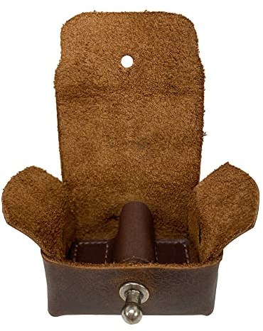 Hide & Groom, Rustic Cufflinks Case Handmade from Full Grain Leather - Protective Storage for Shirt Studs, Men's Accessories - Bourbon Brown