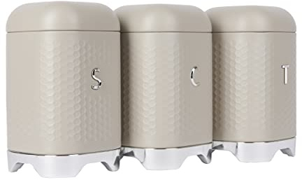 KitchenCraft Boîte de rangement pour le thé, le café et le sucre, crème au lait, 11,5 x 11,5 x 19,5 cm