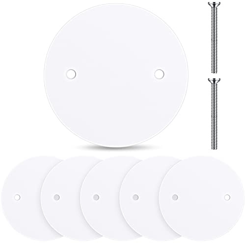 Shimeyao 6 Pack Ceiling Round Cover Plate 20 Pcs M3.5 Screws 5 Junction Box Covers Holes Spaced 3.5 White Round Blank Cover Flat Electrical Covers for Fan Ceiling Light Junction Box Switch