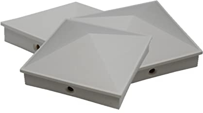 6x6 Nominal (5.5 x5.5) Plastic Pyramid Vinyl Fence Post Cap with Pre-Drilled Hole Black or White Multiple Quantities for Nominal 6 x 6 Posts (3, White)