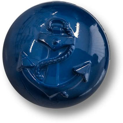 8er Set dunkelblaue, gewölbte Kunststoffknöpfe mit maritimem Motiv: Anker! Ø: ca. 13mm!