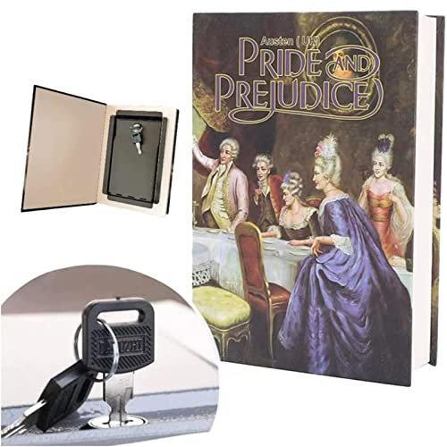 Caja Fuerte con Forma de Libro con 2 Llaves Caja de caudales escondida para Guardar Dinero Joyas Relojes,Blue-key