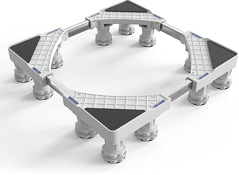 DEWEL 12 Füße Kühlschranksockel, podest für waschmaschine und trockner, Untergestell für Waschmaschine,Bärenlast 500kg,Geeignet für Kühlschränke,Waschmaschinen,Breite:46-60cm/Höhe 9cm-13cm(Weiß)