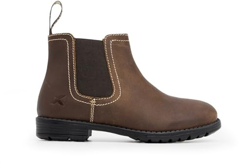Xpert - Heritage Farrier Junior Chelsea Boots For Kids. Unisex Leather Ankle Boots For Everyday Wear. Easy To Clean And Durable Dealer Farm Boots For Boys And Girls (Rustic Brown, 2UK)