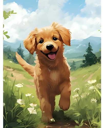 NAIMOER Hunde Diamond Painting Erwachsene, Tiere Diamant Painting Bilder,Hunde Diamond Painting Set Erwachsene Diamond Painting Kinder 5D Diamant Malerei für Home Wand Décor(30x40cm)
