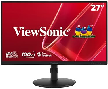 ViewSonic VA2708-HDJ Monitor 27 Zoll Full HD 1920x1080, 100Hz, 1ms MPRT, 104% sRGB, IPS, Ergonomische, HDMI, VGA, DP, Flimmerfrei