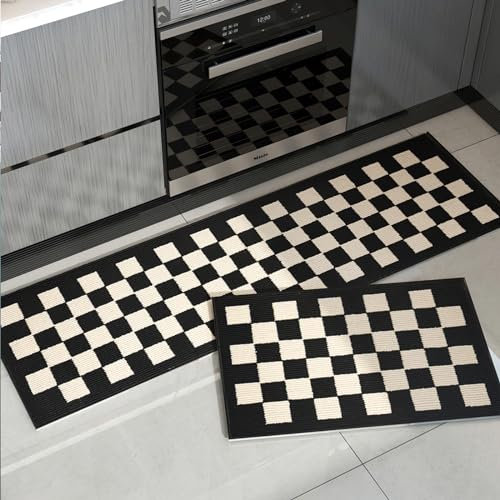Aprophic Küchenteppich-Set, Anti-Ermüdung, rutschfeste Küchenmatte, saugfähige Bodenmatte, waschbar, Küchenläufer, Teppich für Eingangsbereich, Flur, Waschbecken, Wäsche, 43,2 x 68 cm + 43,2 x 119,4