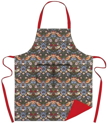 Museums & Galleries Adjustable Apron - William Morris Strawberry Thief - Classic Artistic Design - Organic Cotton - Stylish Home Accessory