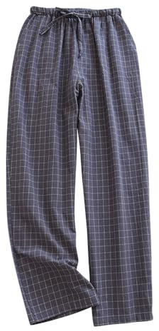 shownicer Herren Pyjamahose Relaxed Fit Loungehosen Schlafanzughose Lang Karierte Schlafhose Pyjamaunterteil Pyjamahosen Freizeithose Loungehose für Männer A Dunkelgrau XXL