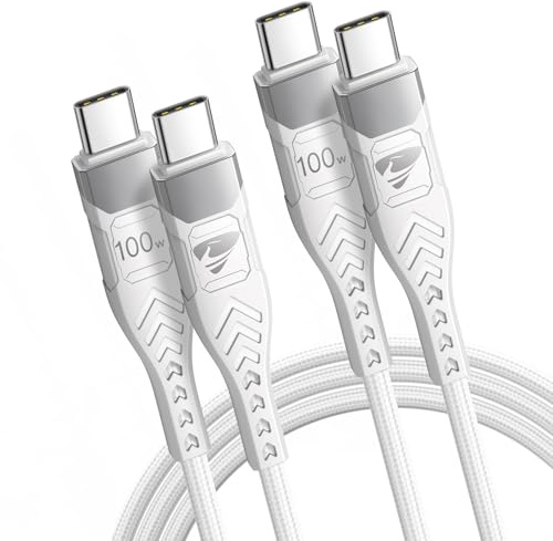 USB C to USB C Cable, 100W 5A Type C Fast Charging Cable [2M/2Pack] C to C Charger Cable Fast Charge Braided for iPhone 15 Pro Max/Plus MacBook Pro/Air iPad Pro/Air Samsung Galaxy S24 S23 Ultra S22