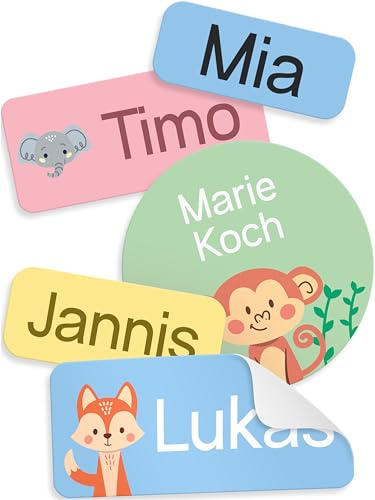 95 Stück Namensaufkleber Set für Kinder in der Schule (Blau) | Personalisiert & Spülmaschinenfest, Aufkleber für Stifte & Schulsachen, Klebeetiketten mit Namen, Etiketten für Schulmaterial