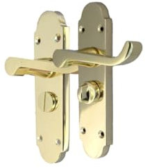 Haven Heritage Brass Epsom Scroll Privacy Door Handle Set for Bathroom
