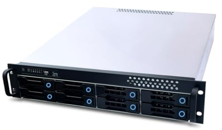 FANTEC SRC-2080X07-12G/6G-BCE 19 (48,3cm) 2HE Storagegehäuse, 12G/6G Backplane SFF-8643 für 8X SATA/SAS HDD/SSD 3,5 (8,9cm) extern, 2X 2,5 intern, Einbautiefe 550mm, schwarz