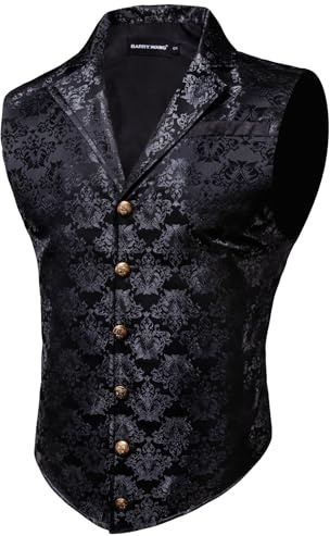 Barry.Wang Chaleco victoriano para hombre, estilo steampunk, gótico, cachemira, cuello a medida, chaleco para fiesta temática de Halloween, Verde esmeralda gótico, X-Large