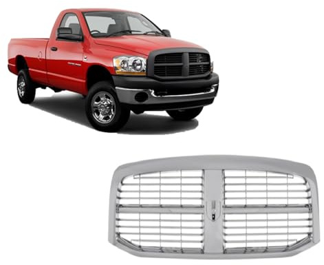 Front Grille (All Chrome) Compatible With Dodge 2006-2008 Ram 1500 / Compatible With Dodge 2006-2009 Ram 2500 / Compatible With Dodge 2006-2009 Ram 3500 Front Grill