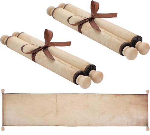 Epakh 2 Pack Blank Paper Scrolls with Wood Rods 9 x 72 Inches, Old Color | For Wedding Vows, Writing, Drawing, Calligraphy, Cosplay Prop, Santa List, Tabletop Role Playing Games Renaissance Festivals