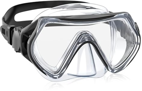 Huanmin Maschera Snorkeling Bambini , Antifog Maschera Sub, 180° HD Visuale Protezione UV Maschera Mare,Maschera Subacquea per Ragazzi e Ragazze, Per Attività Acquatiche Apnea (nero) Kind