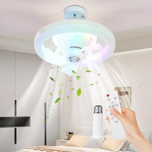 RuiDay Silenziosa Ventilatore da Soffitto con Luce, Ventilatore a Soffitto con Telecomando Può Scuotere la Testa, LED Dimmerabile Ventilatore Soffitto con Luci, per Soggiorno Camera Letto Pranzo (B)