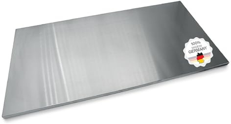 Arbeitsplatte Knetbrett Edelstahl [100x50 cm] - Für Kneten, Schneiden & Backen - Küchenplatte mit Anschlagkante - Auch als Nudelbrett, Backbrett, Teigbrett - Schneidebrett Platte Küche