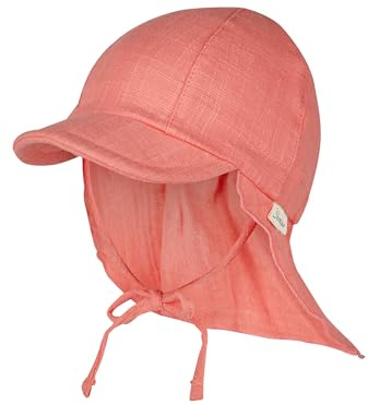 Sterntaler Schirmmütze Nacken Uni - Mädchen Mütze aus luftigem Baumwoll Musselin - Sommermütze mit Nackenschutz - Sonnenhut zum Binden - Baby und Kinder Kopfbedeckung