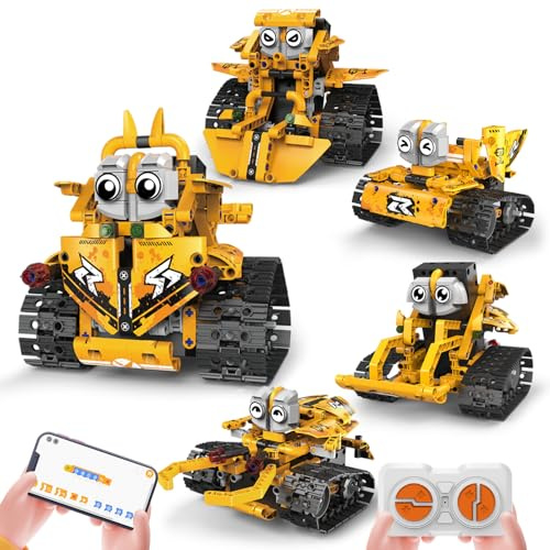Leleopodo Technik Roboter Programmierbar Für Jungen 6-12 Kinder , 5-in-1 Robot Mit App & Fernsteuerung, 250 Pellets Sind Einfach zu Bauen! Das Perfekte Geburtstagsgeschenk Für Jungen zu Weihnachten