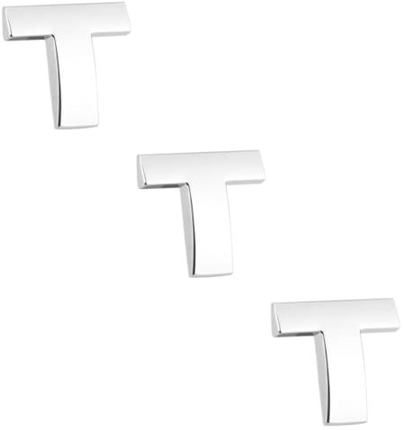 JECOMPRIS 3stücke Metallic Alphabet Autoaufkleber t Silber Rostfrei Einfach Anzubringen Für Und Andere Oberflächen Car Sticker Für Individualisierung